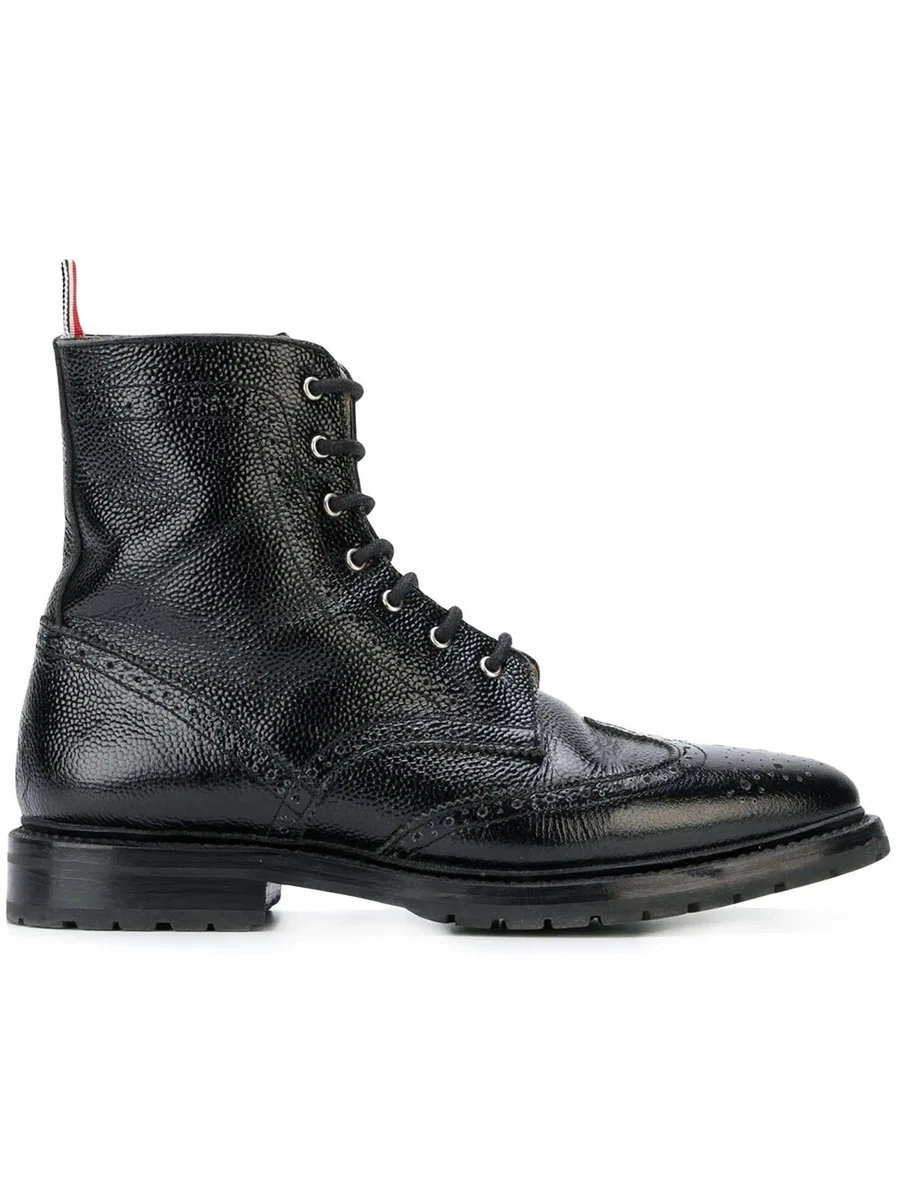 Thom Browne Black Lace-Up Longwing Boots