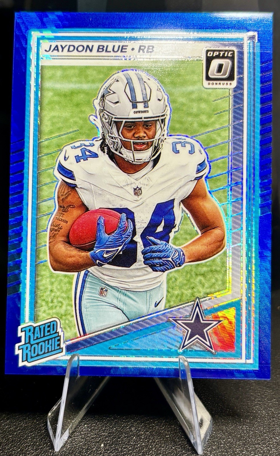 2025 Panini Donruss Optic - Rated Rookie Jaydon Blue #242 Blue Hyper Prizm (RC)