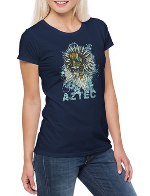 Dead Aztec Chief Damen T-Shirt Indianer Häuptling Zeichen Logo Symbol Sign
