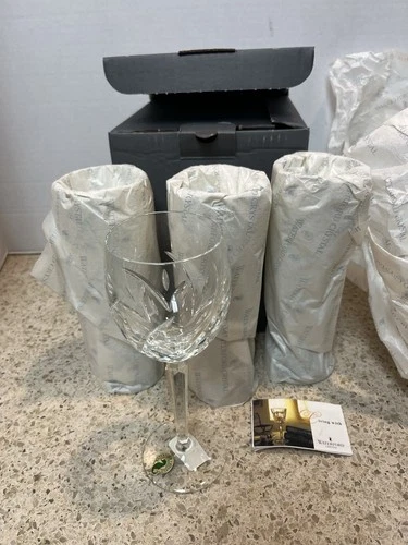 Set of 4 Vintage Waterford Lucerne Wine Glasses  8 1/4” Tall Original Box NOS