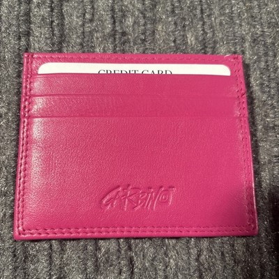Vera Pelle Slim Pink Genuine Leather Card Wallet Bright Colorful Pink