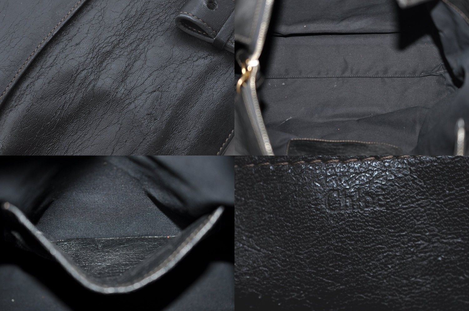 Authentic Chloe Eclipse Tote Hand Bag Leather Bla… - image 9