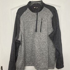 WOOLRICH Mens 2XL 1/4 Zip Pullover 2-Toned Gray Heather Sweater 100 Polyester