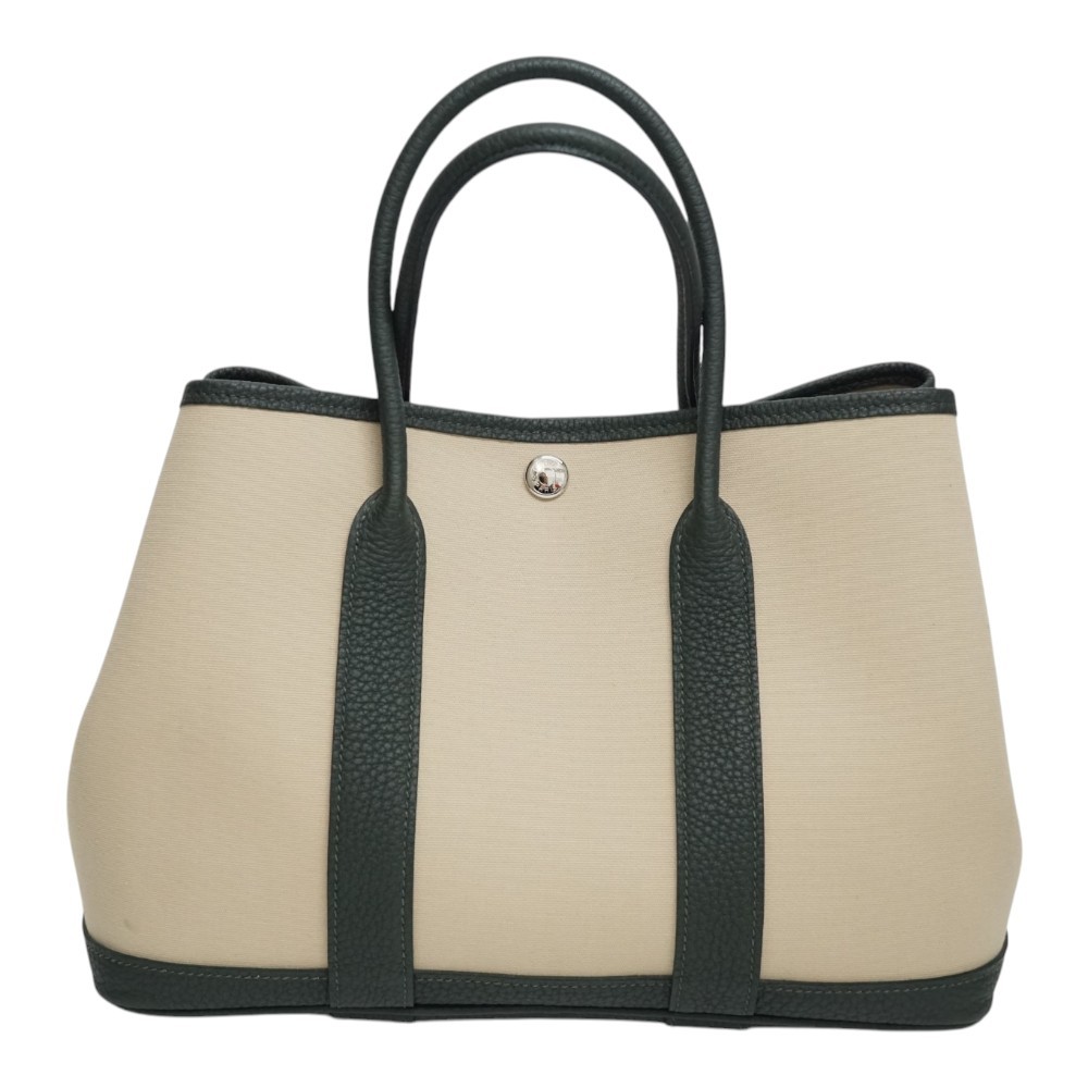 Hermes Garden Party Canvas Beige Shoulder Bag Z Stamp Women's #KNB228