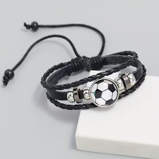 Football Bracelet | Leather Wristband for Boys, Teens & Men | Soccer Gift