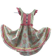 Matilda Jane Sz 8 Happy and Free Heat Wave Dress EUC Full Skirt Smocked Back