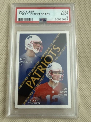 2000 Fleer Tradition Rookies to Watch Tom Brady, Dave Stachelski #352 PSA 9