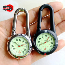 Unisex Carabiner Clip Quartz Pocket Watch Keychain Luminous Nurse Gift