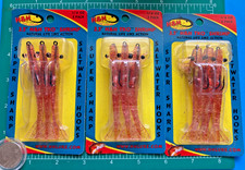 NEW LOT H&H 3.5” TKO RED GLITTER SHRIMP FISHING LURES 9 SUPER SHARP SALT WATER