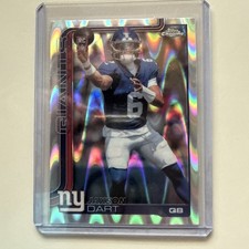 2025 Topps Chrome Football - Jaxson Dart Raywave Refractor #306 Giants (RC)