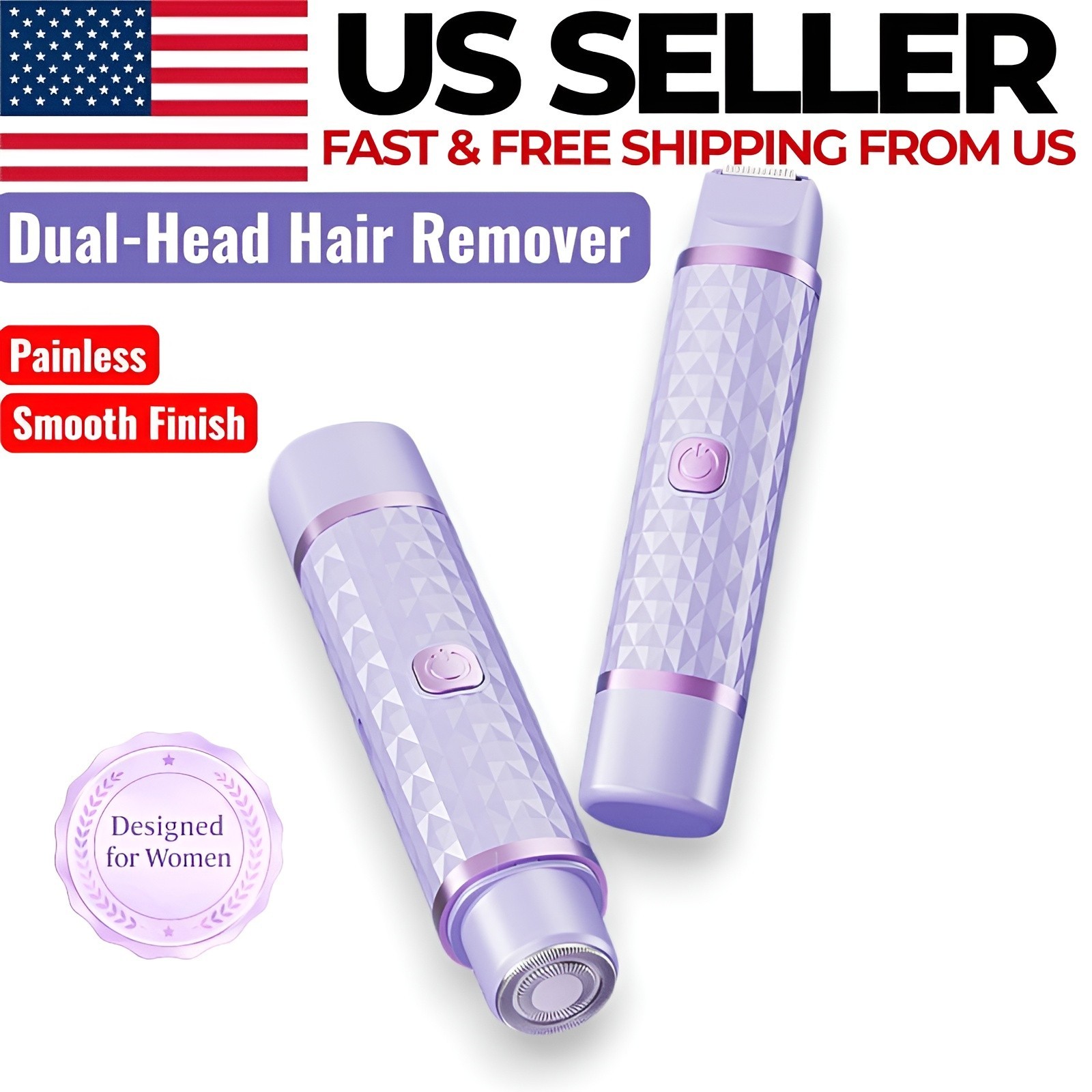 Women’s Electric Hair Remover Dual Head Painless Body Shaver, Smooth Skin