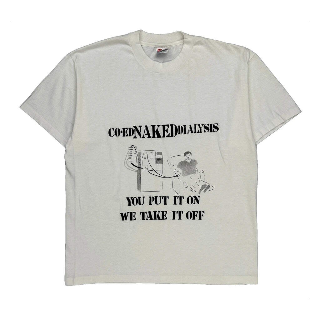 Single Stitch Hanes T-Shirt - Large White Cotton Blend