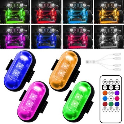 Wireless LED Rock Lights - 8 Colors 10 Modes Strobe Warning for Cars Bikes