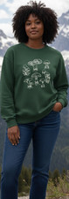Green Pullover Sweatshirt Crewneck Graphic Print Long Sleeve Women's Regular