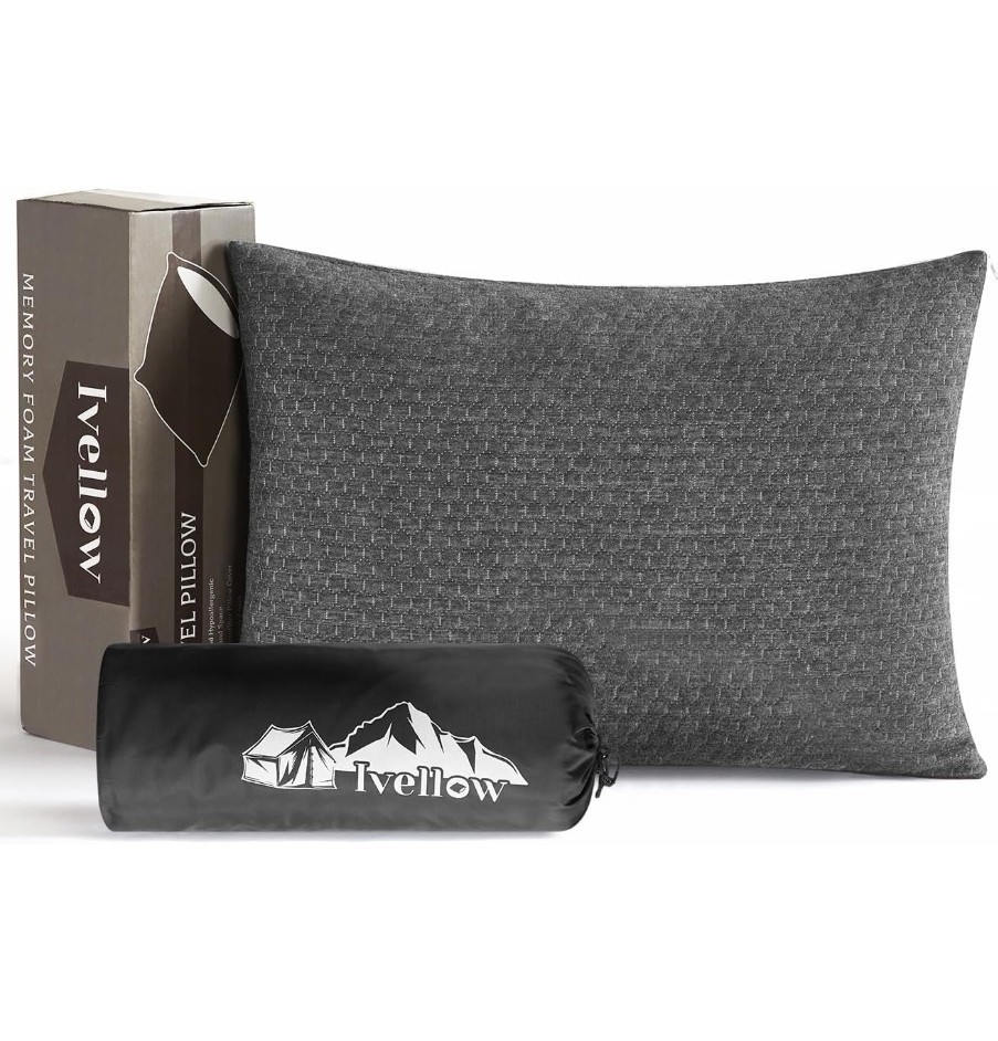 Ivellow Travel Pillow Compressible Camping Pillow Memory Foa