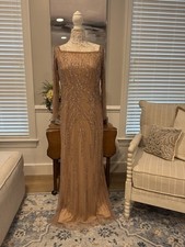 Adrianna Papell Women's Beaded Gown, Rose Gold, Size 12 Unaltered
