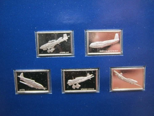 BULLION 1977 5 x Franklin Mint Issue Great Airplanes Silver Ingots Lot 5 #B313