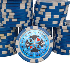 49 x Poker Chips 40mm Casino Style 50 Ultimate Poker Chip Set Blue
