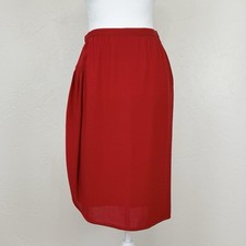 Vintage Valentino Cherry Red Crepe Skirt w/ Draped Side Slit Detail Vtg 10 Ct S