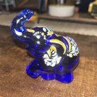 Fenton Glass Hand Painted Elephant With Artist Signature