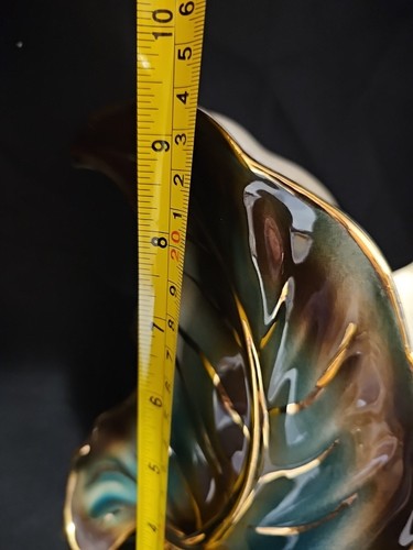 Vintage Shawnee Pottery Banana Leaf Vase Mid Century 1950's Guarantee 28 K Gold - Picture 7 of 10