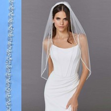 Bridal Wedding Veil One Layer Organza Transparent Soft Long Veil with Comb