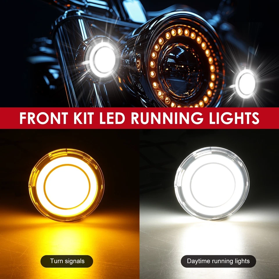 For Harley Dyna Touring Road King 1157 LED Rear Front Turn Signal Lights 4pcs - Image 4 of 4