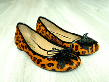 Office London Ladies Flat Ballerina Shoes Brown Leopard Print 4 / 37