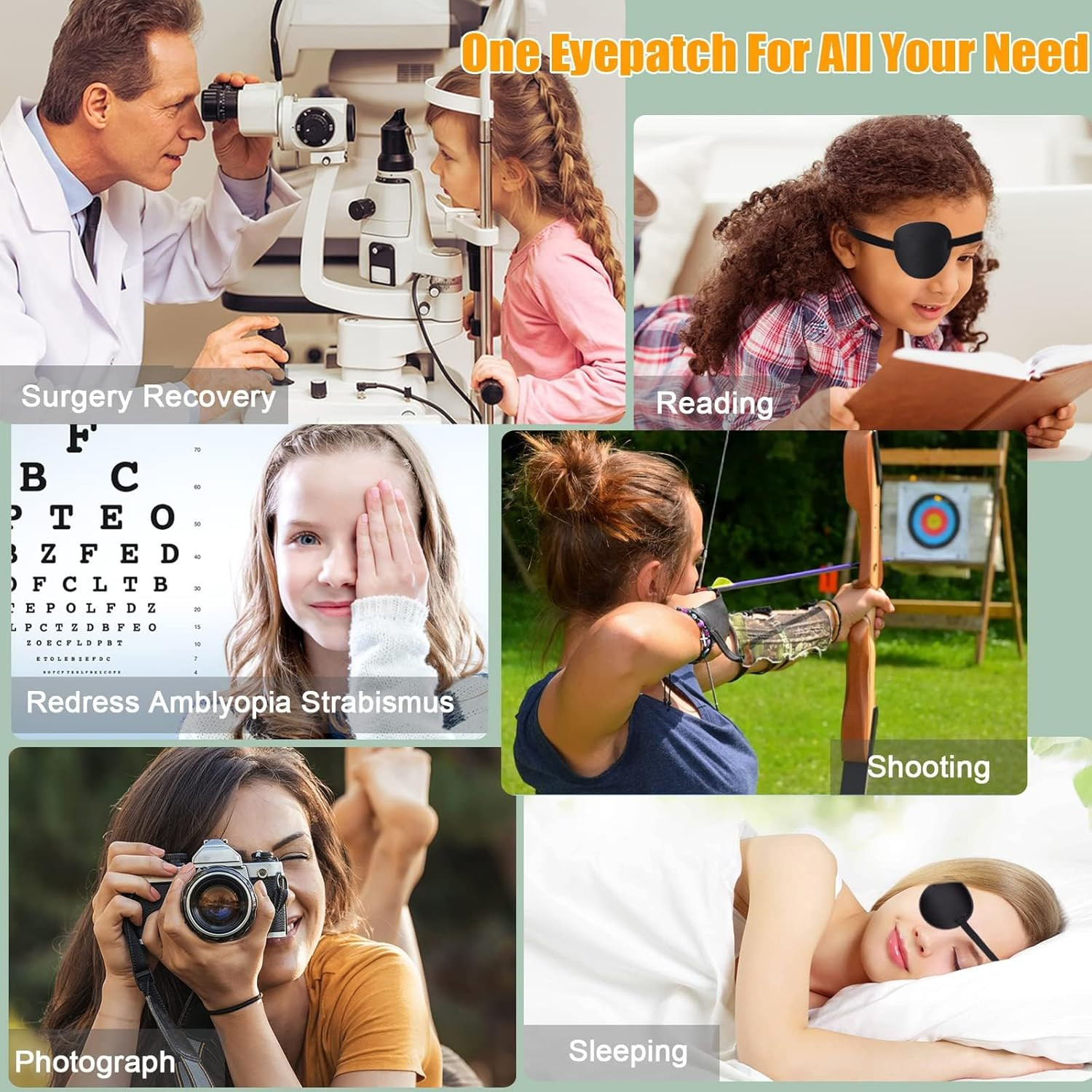 2PCS Eye Patches for Adults Men Kids, Medical Eye Patch Adjustable Eyepatch for 