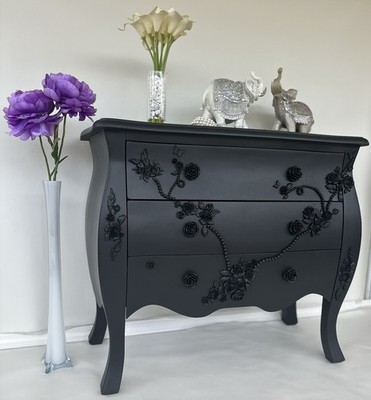 Matte Black Bombay Style Dresser/Nightstand/ Entryway Table | eBay