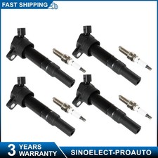 4pcs Ignition Coil  Iridium Spark Plugs UF65 For Kia Soul Forte Hyundai Elantra
