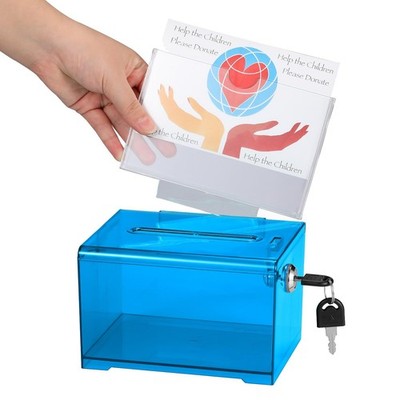 Acrylic Donation Box Multipurpose Suggestion Box with Lock and Sign Holder