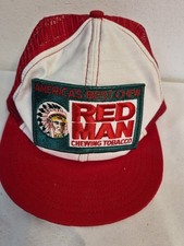 Vintage Red Man Chewing Tobacco Big Patch Mesh Snapback Trucker Hat Made in USA