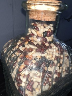 MADE IN ITALY 4000 ml VINTAGE 15 in KITCHEN COUNTRY DECOR FILLED w/ DRY BEANS