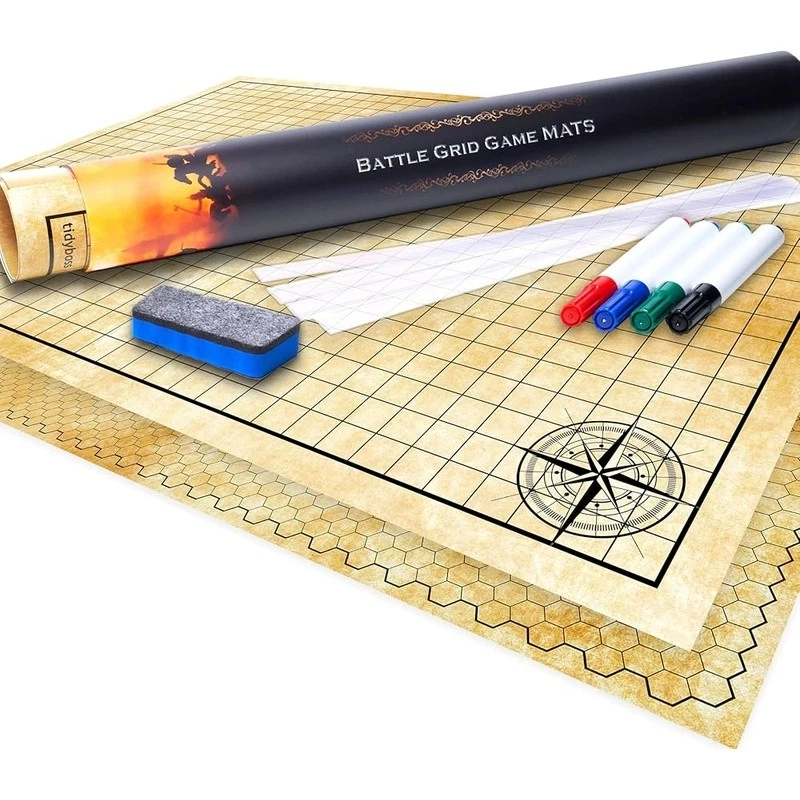 DND Battle Mat Set Instant Flatten Double Sided Waterproof Dice Markers Clips US - Image 2 of 4