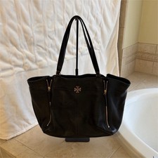 Tory Burch Black Tote Bag with Double Handles Gold Hardware Designer
