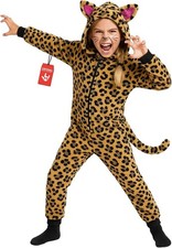 Girls Cheetah Costume Kids Leopard Jumpsuit Big Cat Fancy Dress World Book Day
