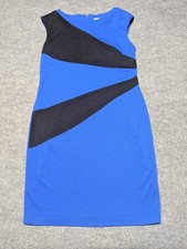 Calvin Klein Womens Black & Blue Fitted Pencil Business Casual Dress Size Med B4