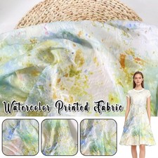 Watercolor Flower Pattern Chiffon Printed Fabric DIY Sewing Dress Bag Costume