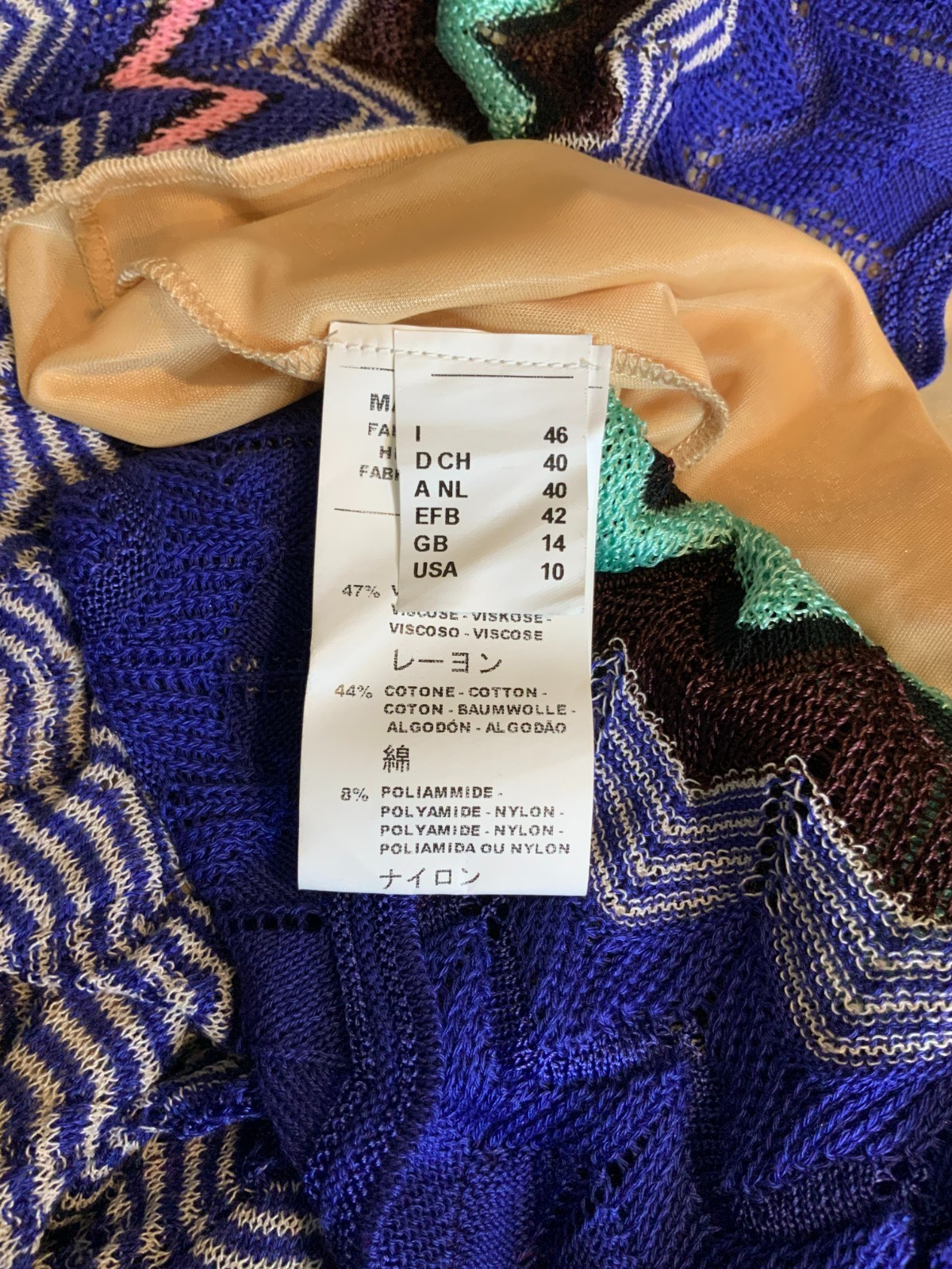 Missoni Blue Multicolor Zig-Zag Patterned A-Line … - image 8