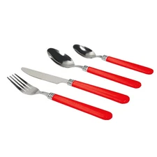 Gibson Sensations II 16 Piece Stainless Steel Flatware Set with Red Handles and