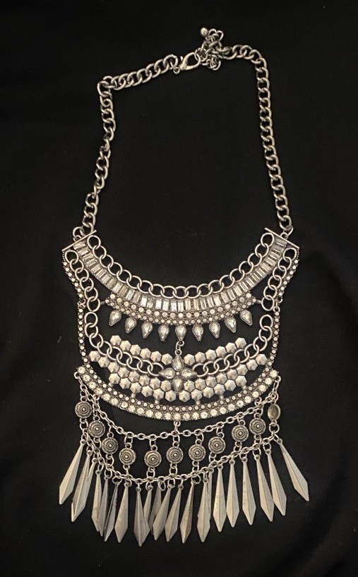 Silver Toned Statement Necklace adjustable up to … - image 1