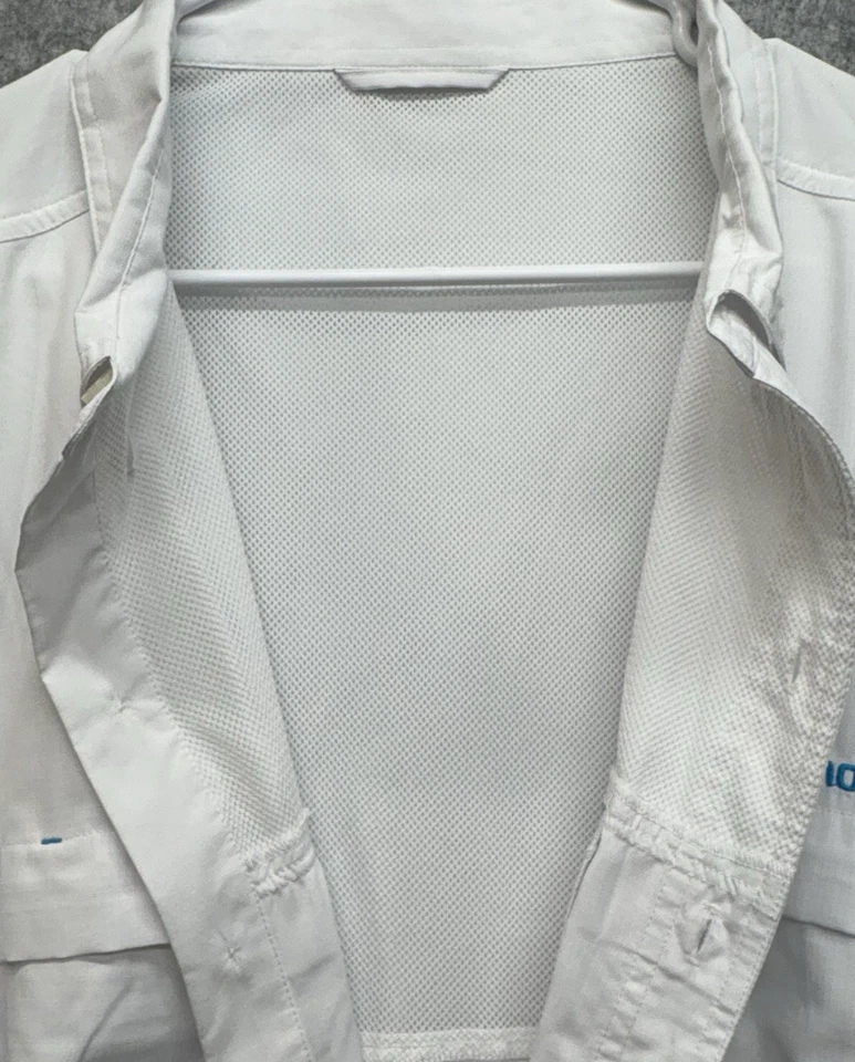 Camisa de pesca Shimano ventilada tela antidesgarro blanca manga larga Foto 4 de 4