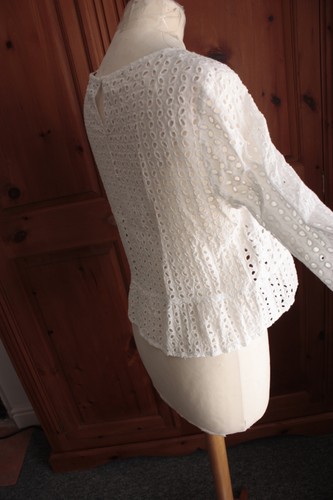 Jack Wills Broderie Anglaise Baumwolle Langarm Bluse Oberteil. gr 10 - Bild 2 von 5