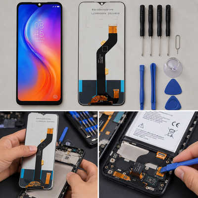 Neu für Tecno Pop 5 Pro TFT LCD Bildschirm Touch Digitizer vollständige Montage Reparaturteil