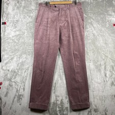 NWT 298 Todd Snyder Pleated Trouser Men 34x34 Mauve Wide Wale Corduroy Pants
