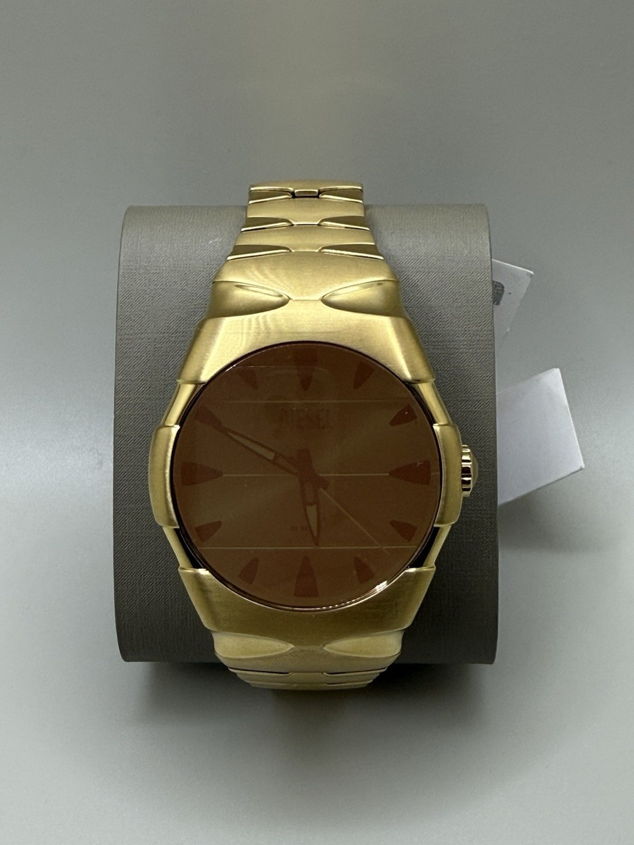 DIESEL D-SRUPTOR Gold Tone Stainless Steel Silver Dial Men's Watch
