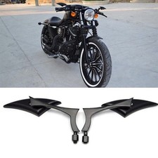 Black 8mm/10mm Motorcycle Spear Blade Rear View Side Mirrors for Cruiser Chop...