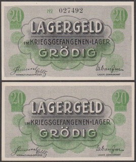 Austria Hungary WWI P.O.W. Camp Grodig 20 Heller UNC