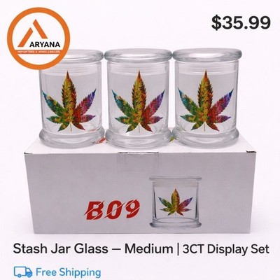 Stash Jar Glass   Medium | 3CT Display Set | FREE SHIPPING